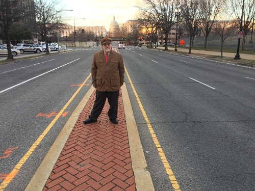 Standing in front of the US Capitol